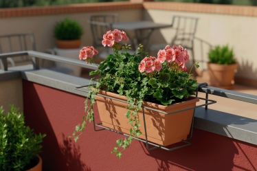 Fixed Galvanized Balcony Planter Holder – Anti-Rust Steel – 3 Sizes – Anthracite Grey