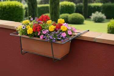 Adjustable Zinc-Plated Balcony Planter Holder – Anthracite Grey – 3 Sizes – 20 kg Capacity